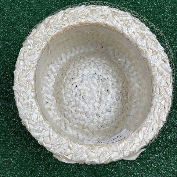 Womens Fancy Dress Derby Church‎ Ivory Floral Hat With Netting My Hats A Michele - Picture 7 of 10